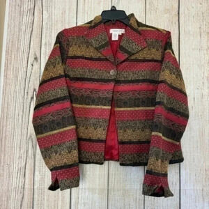 Vintage coldwater creek womens single button jacquard jacket size medium
